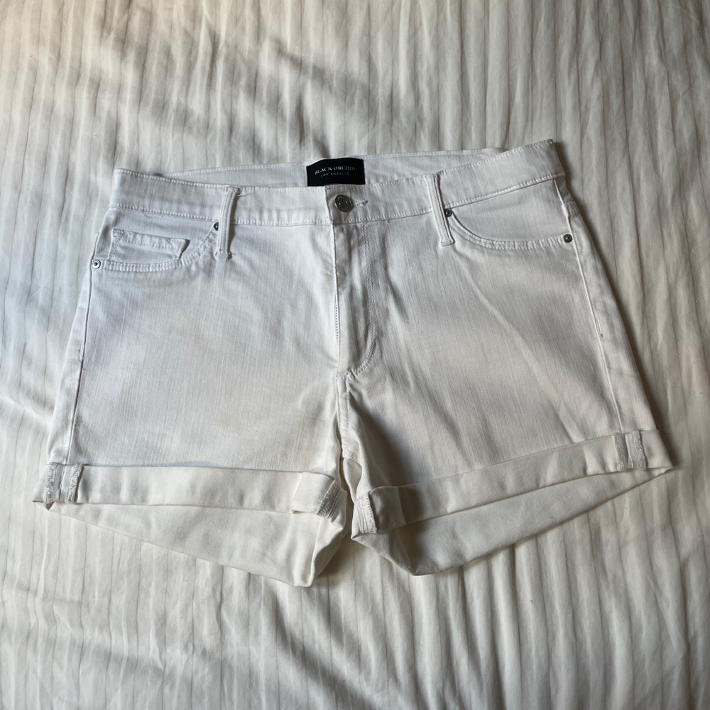 Black Orchid White Jean Shorts